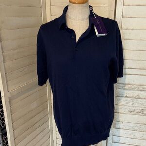 NWT Ralph Lauren navy blue cashmere polo size large